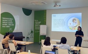 Ms Joy Tan, Head, English Early Childhood Programmes, conducting the English EC Workshop.